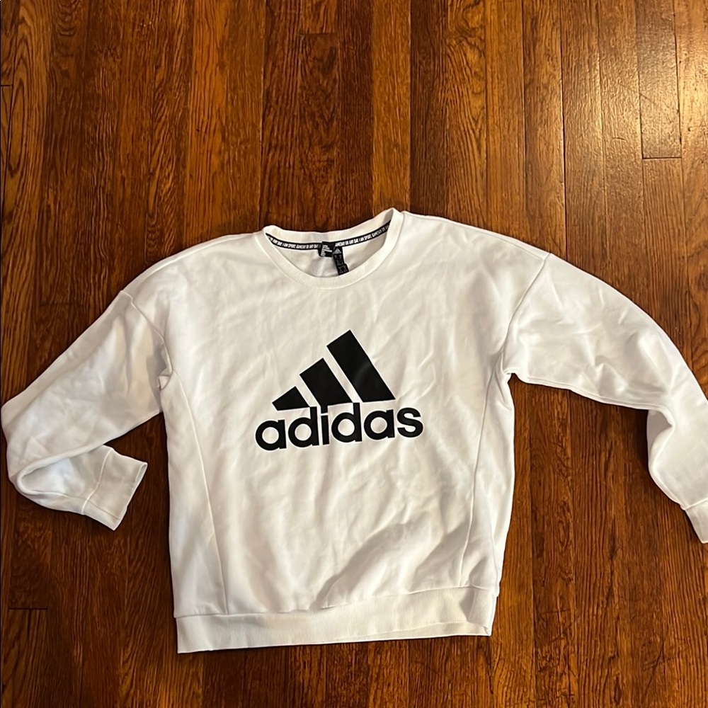 Adidas White Crewneck with Black Logo